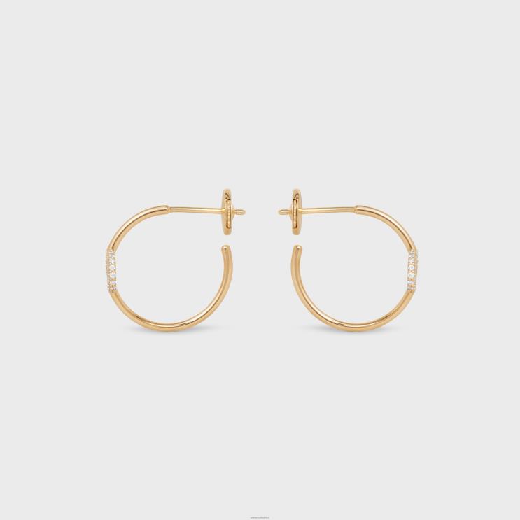 CELINE Yellow Gold & White Maillon Triomphe Hoops in Diamonds R0ZNN1380