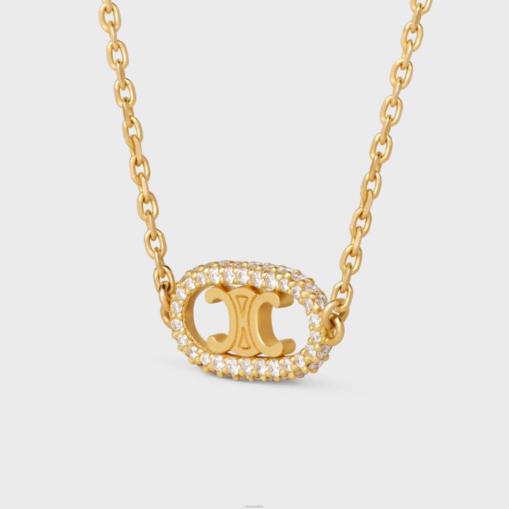 CELINE Yellow Gold & White Maillon Triomphe Necklace in Diamonds R0ZNN1378
