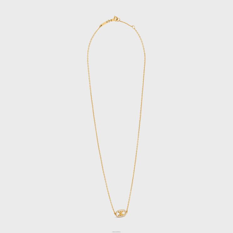 CELINE Yellow Gold & White Maillon Triomphe Necklace in Diamonds R0ZNN1378