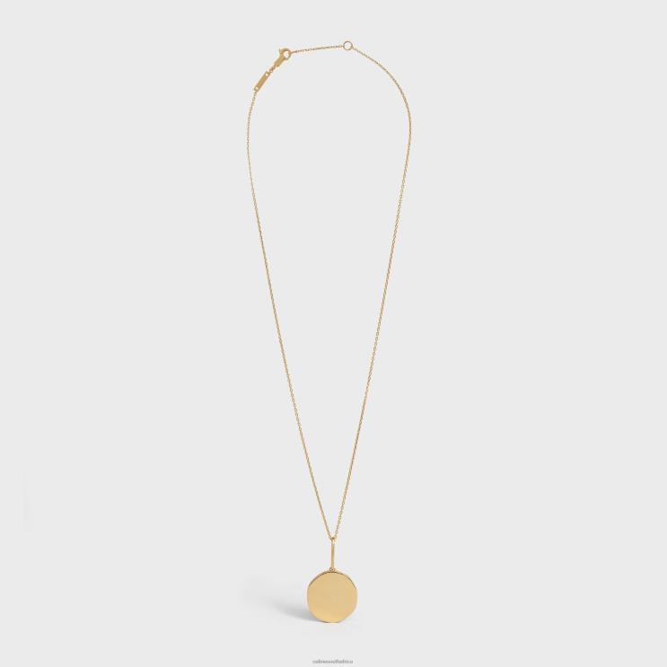 CELINE Yellow Gold & White Medaille Small Necklace in Diamonds R0ZNN1414