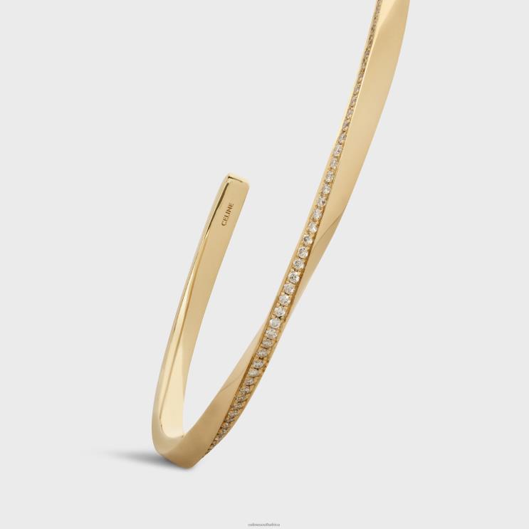CELINE Yellow Gold & White Torsion Bracelet in Diamonds R0ZNN1405