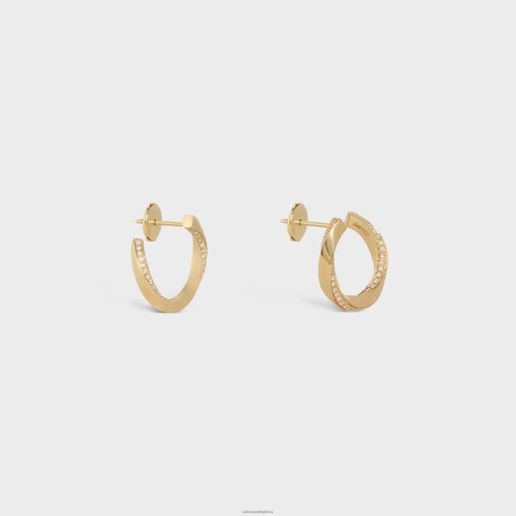 CELINE Yellow Gold & White Torsion Earrings in Diamonds R0ZNN1408
