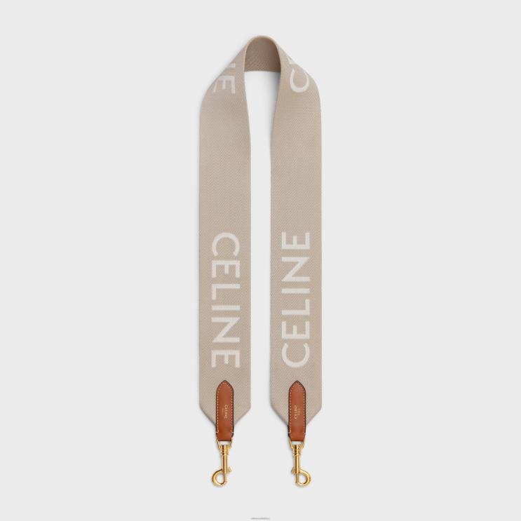 CELINE Beige/White Long Strap in Wool With Jacquard R0ZNN517