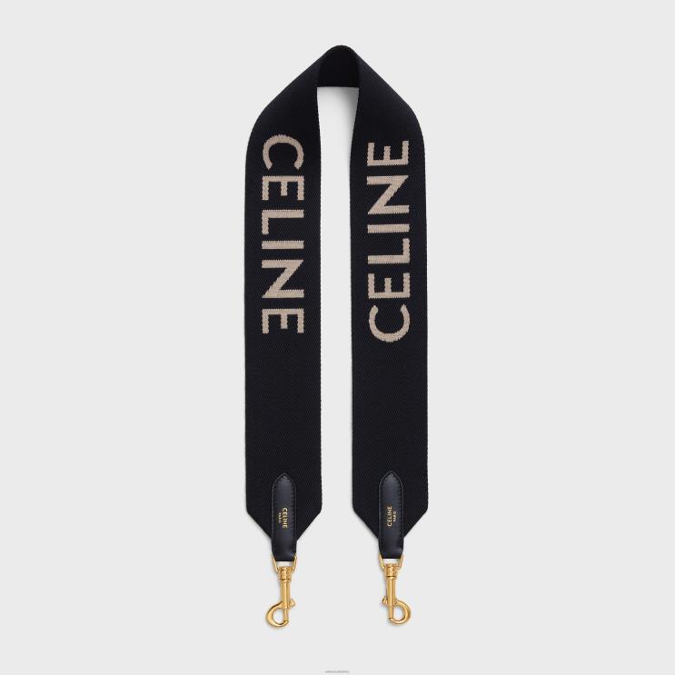 CELINE Black/White Short Strap in Wool With Jacquard R0ZNN522