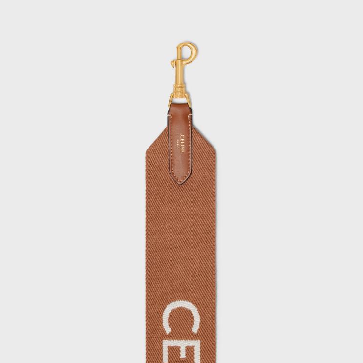 CELINE Tan/White Short Strap in Wool With Jacquard R0ZNN524