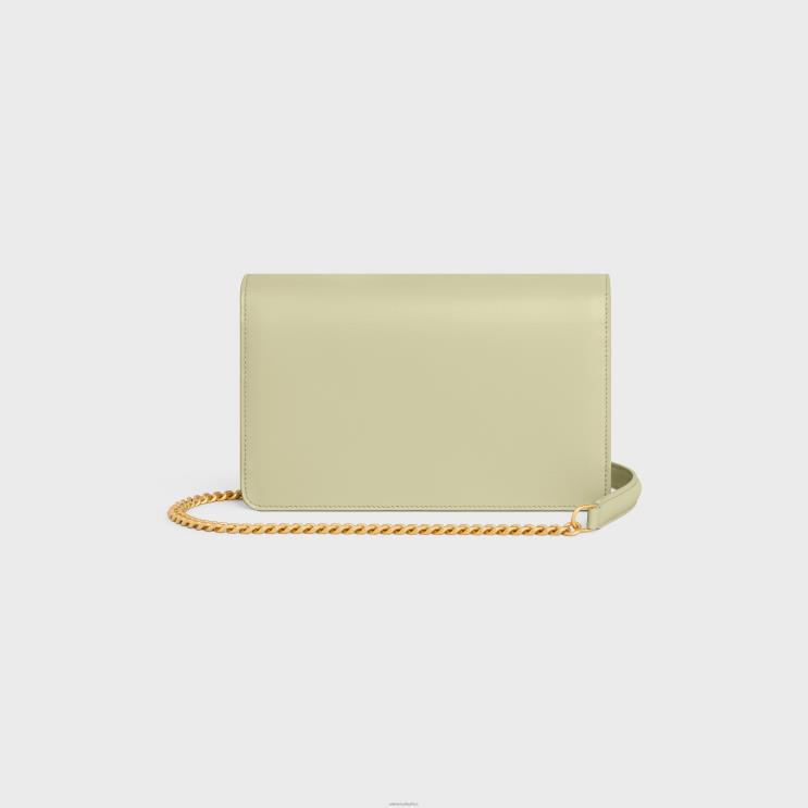 CELINE Almond Green Wallet On Chain Margo in Shiny Calfskin R0ZNN353