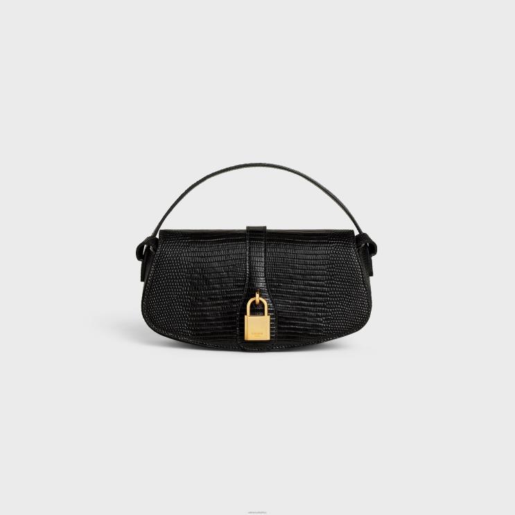 CELINE Black Clutch On Strap Tabou in Lizard R0ZNN396