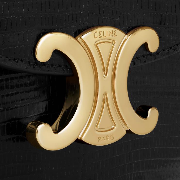 CELINE Black Mini Besace Clea in Lizard R0ZNN326