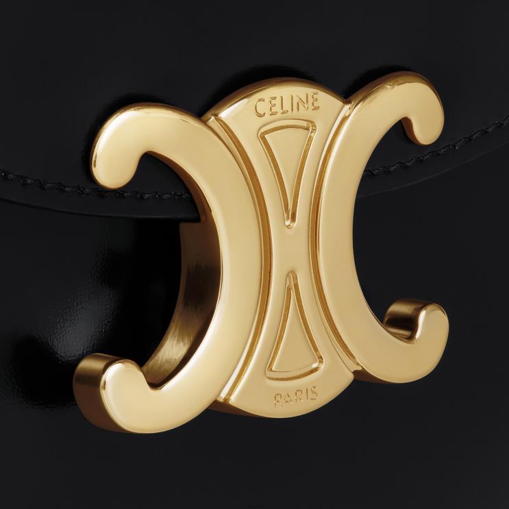 CELINE Black Mini Besace Clea in Shiny Calfskin R0ZNN321