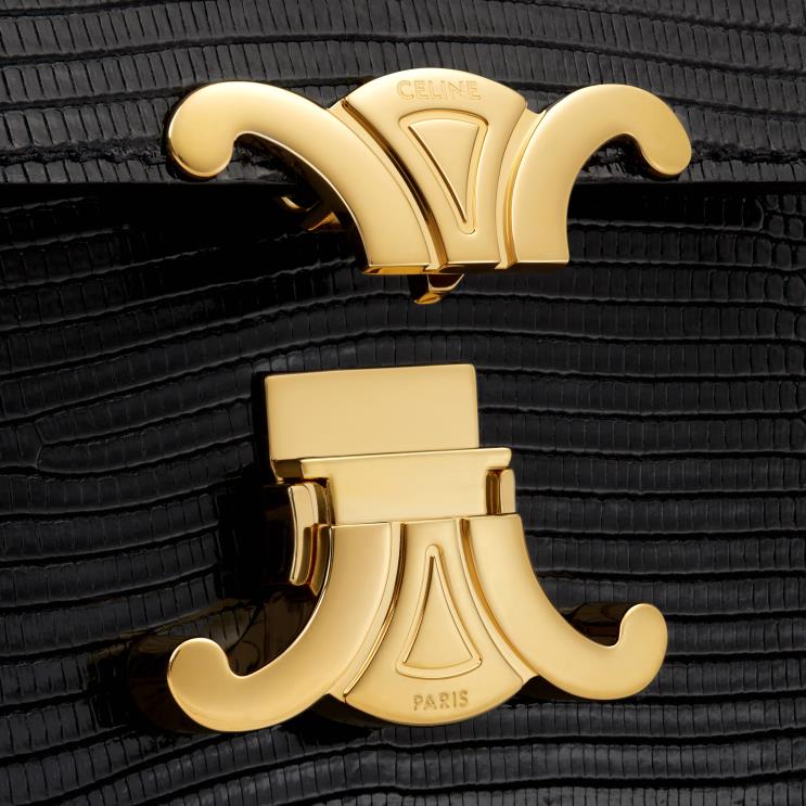 CELINE Black Mini Box Triomphe in Lizard R0ZNN394