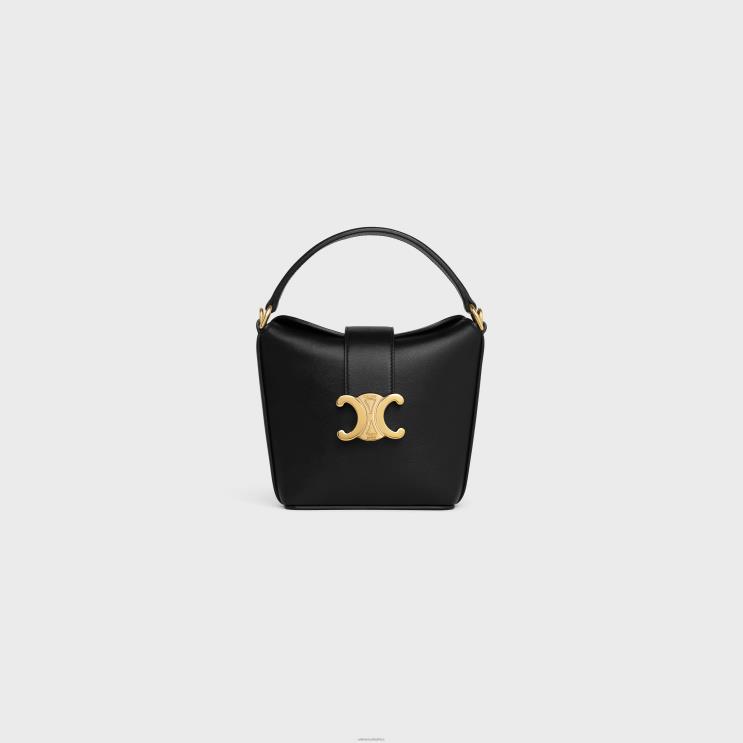 CELINE Black Mini Bucket Triomphe in Smooth Calfskin R0ZNN338