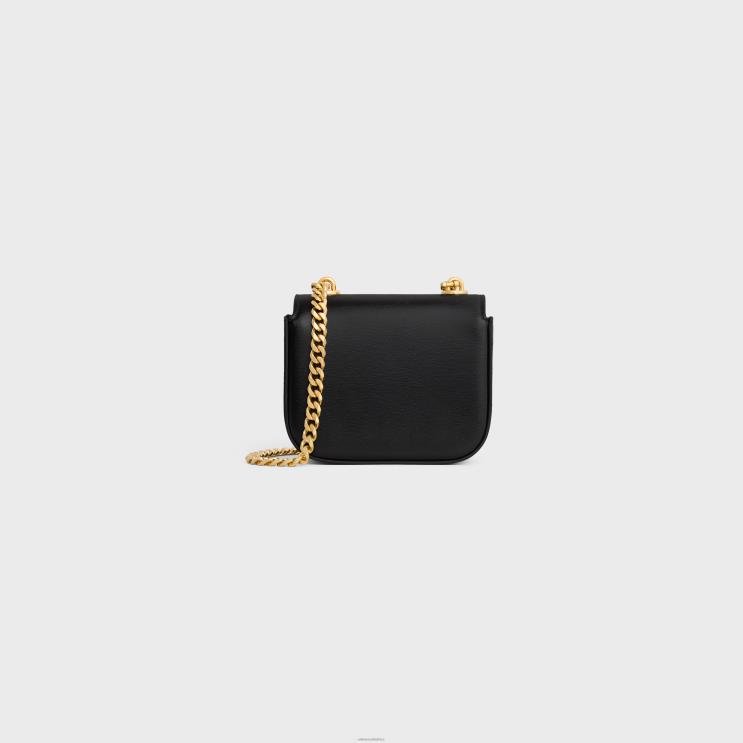 CELINE Black Mini Chain Claude in Shiny Calfskin R0ZNN332