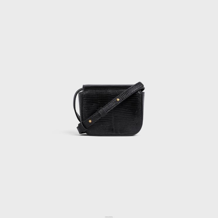CELINE Black Mini Claude in Lizard R0ZNN375