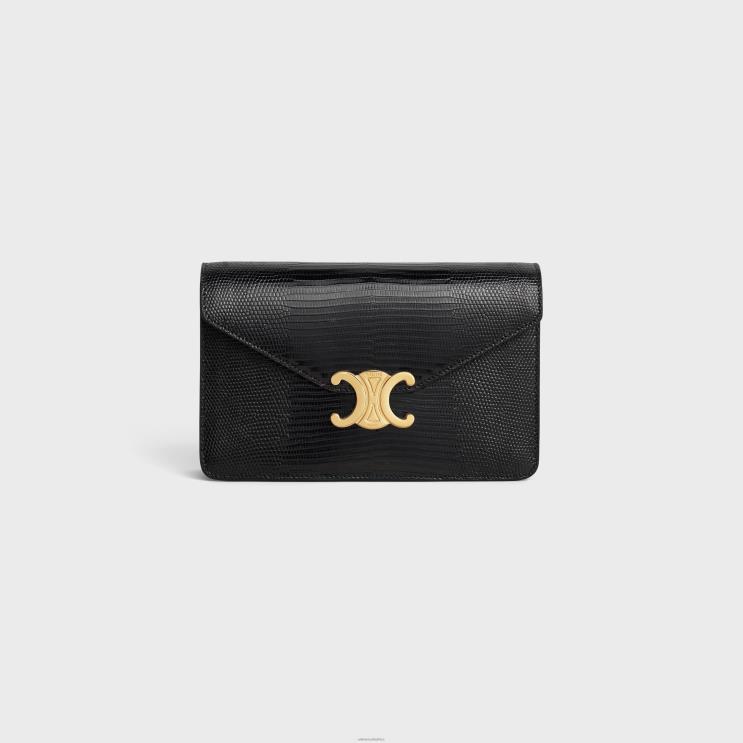 CELINE Black Wallet On Chain Margo in Lizard R0ZNN359