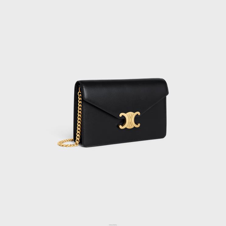 CELINE Black Wallet On Chain Margo in Shiny Calfskin R0ZNN347