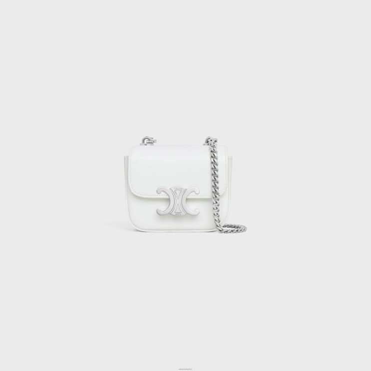 CELINE Blanc De Blanc Mini Chain Claude in Shiny Calfskin R0ZNN310