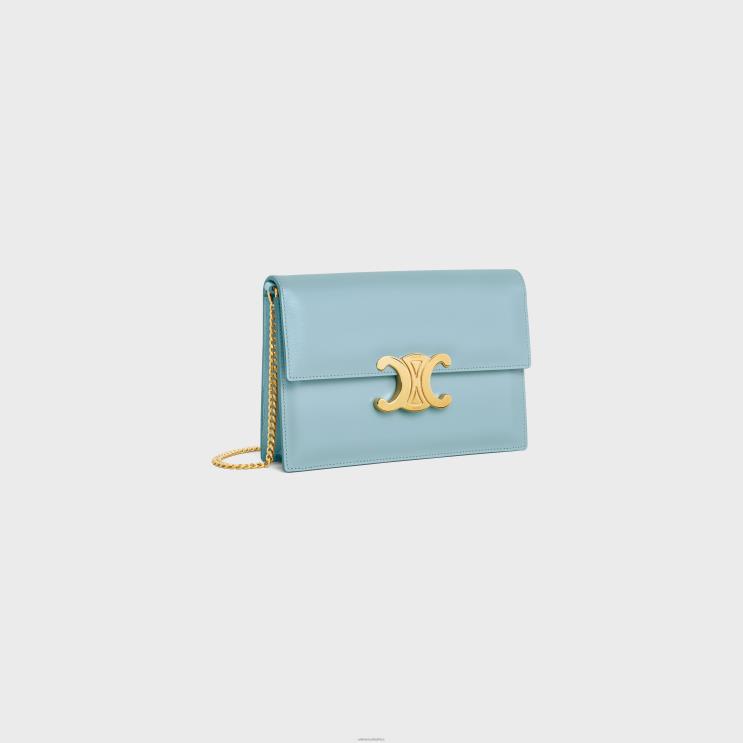 CELINE California Blue Clutch Soir in Shiny Calfskin R0ZNN393
