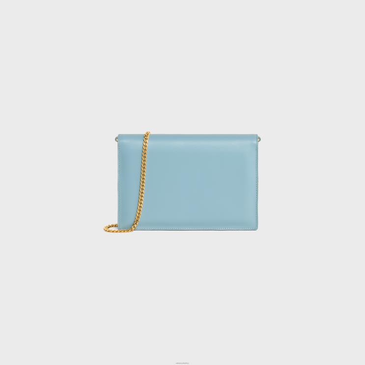 CELINE California Blue Clutch Soir in Shiny Calfskin R0ZNN393