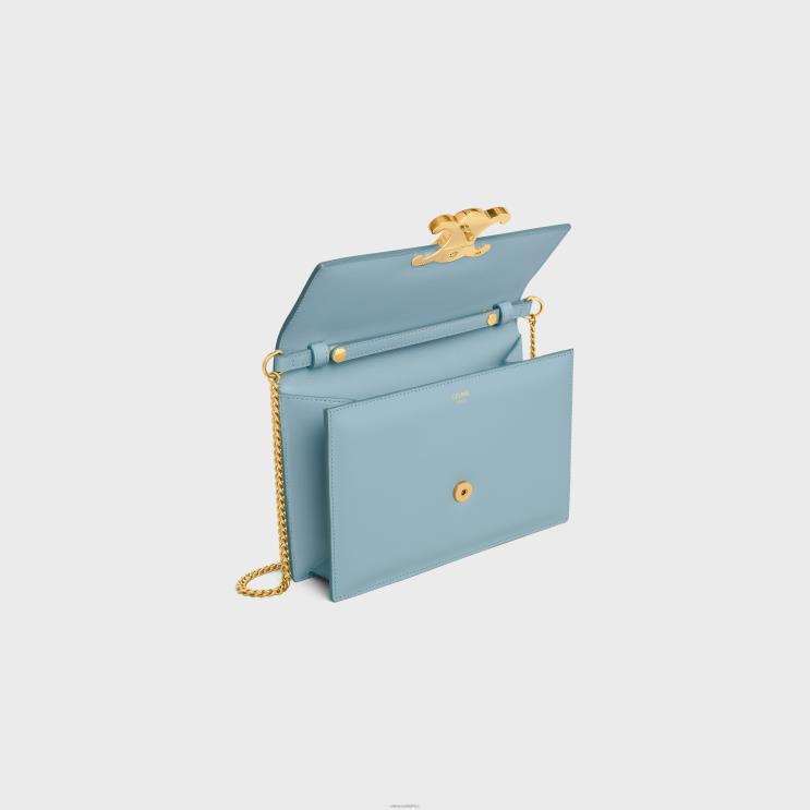 CELINE California Blue Clutch Soir in Shiny Calfskin R0ZNN393