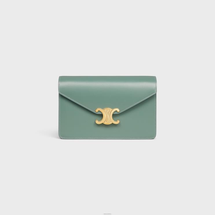 CELINE Celadon Wallet On Chain Margo in Shiny Calfskin R0ZNN348