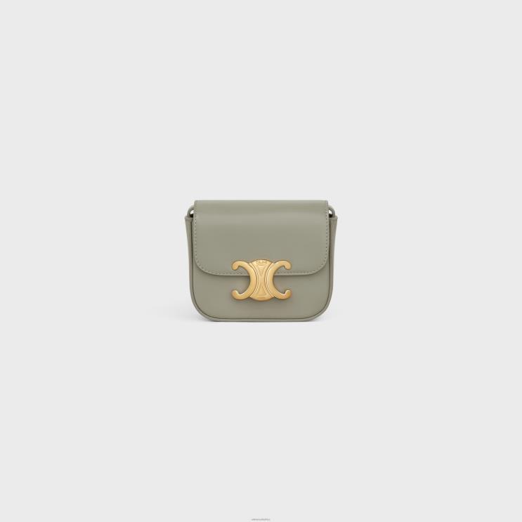 CELINE Green Clay Mini Claude in Shiny Calfskin R0ZNN366