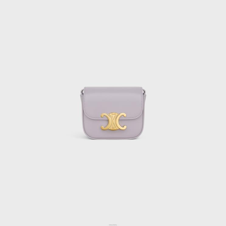 CELINE Light Lilac Mini Claude in Shiny Calfskin R0ZNN371