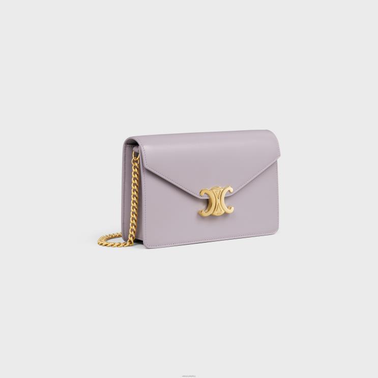CELINE Light Lilac Wallet On Chain Margo in Shiny Calfskin R0ZNN354