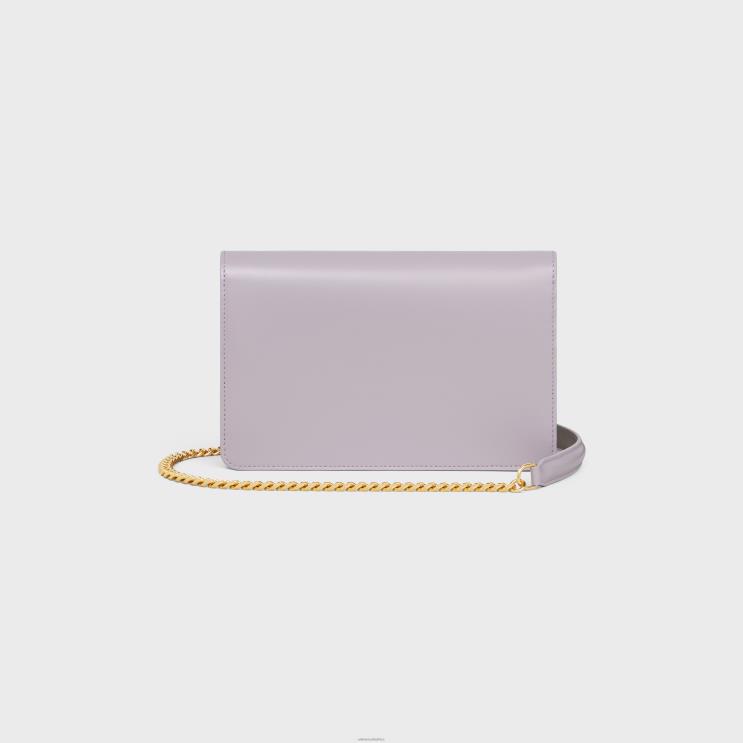 CELINE Light Lilac Wallet On Chain Margo in Shiny Calfskin R0ZNN354