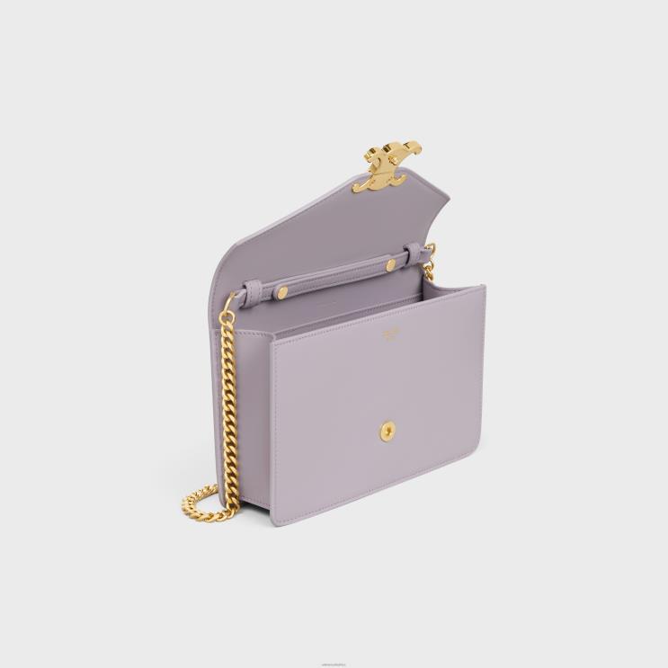 CELINE Light Lilac Wallet On Chain Margo in Shiny Calfskin R0ZNN354