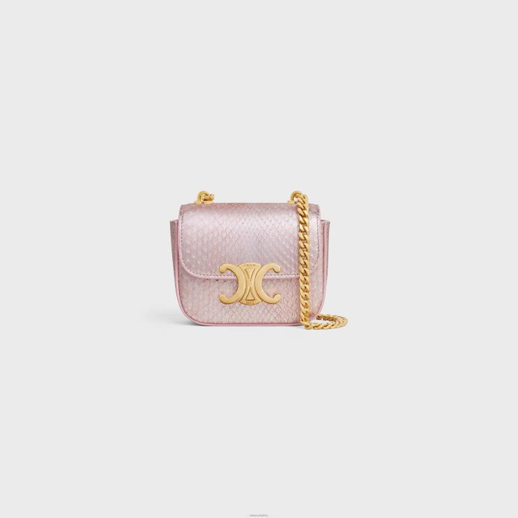 CELINE Light Pink Mini Chain Claude in Pearly Python R0ZNN309