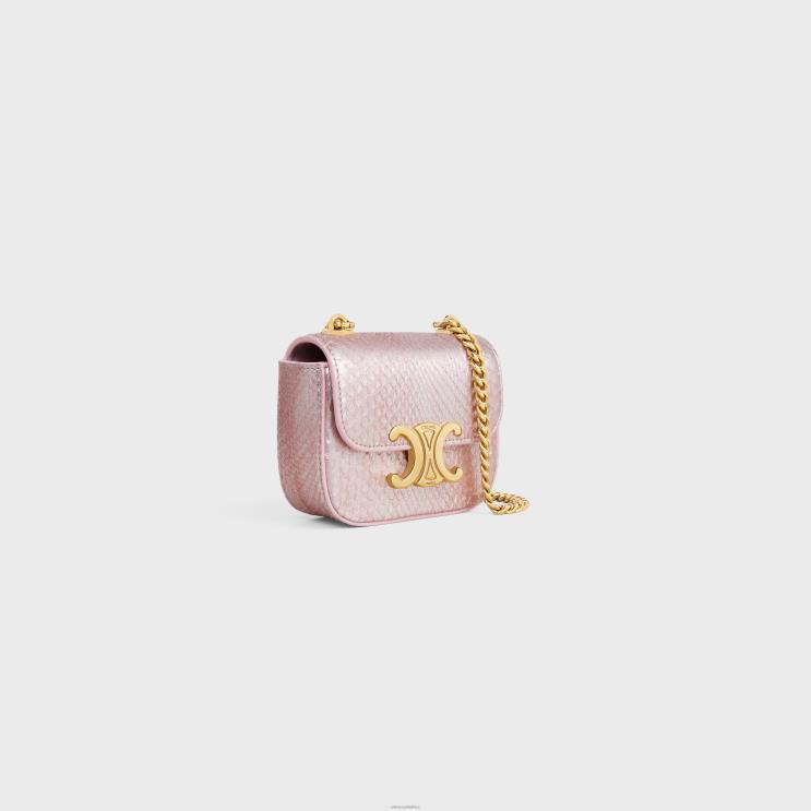 CELINE Light Pink Mini Chain Claude in Pearly Python R0ZNN309