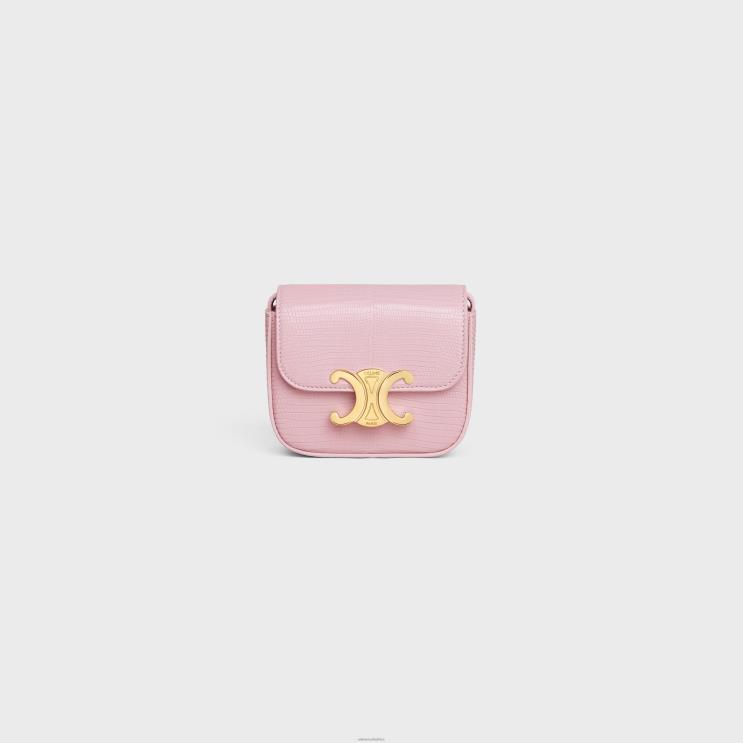 CELINE Light Pink Mini Claude in Lizard R0ZNN376
