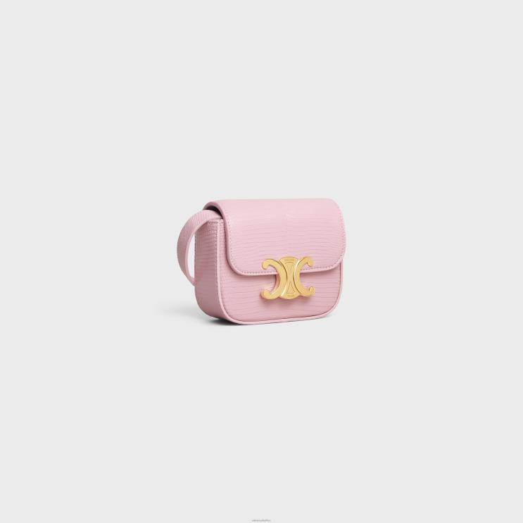 CELINE Light Pink Mini Claude in Lizard R0ZNN376