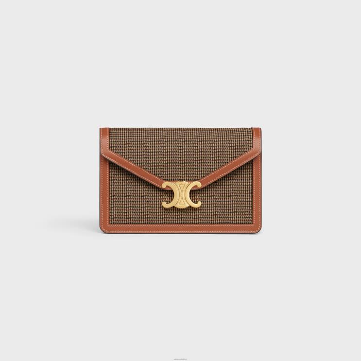 CELINE Multicolor Wallet On Chain Margo in Pied De Poule Textile & Calfskin R0ZNN356