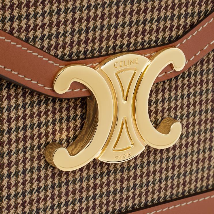 CELINE Multicolor Wallet On Chain Margo in Pied De Poule Textile & Calfskin R0ZNN356