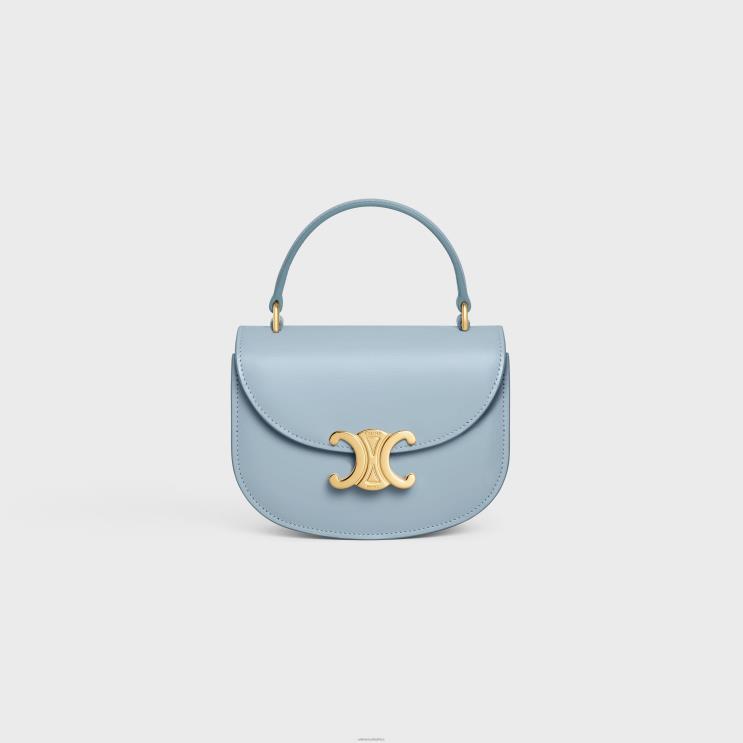 CELINE Pale Blue Mini Besace Clea in Shiny Calfskin R0ZNN322
