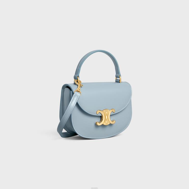 CELINE Pale Blue Mini Besace Clea in Shiny Calfskin R0ZNN322