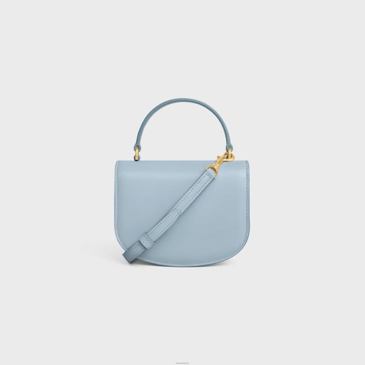 CELINE Pale Blue Mini Besace Clea in Shiny Calfskin R0ZNN322