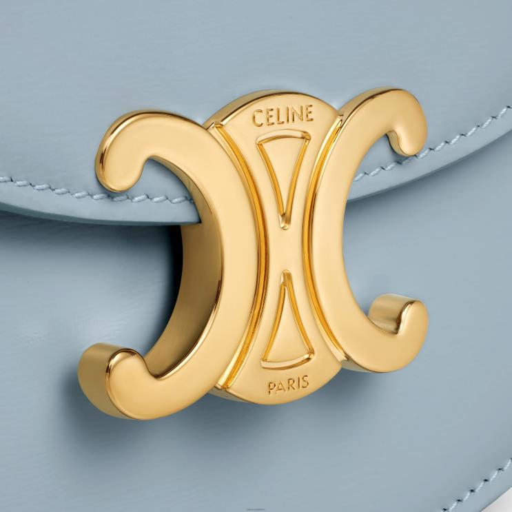 CELINE Pale Blue Mini Besace Clea in Shiny Calfskin R0ZNN322