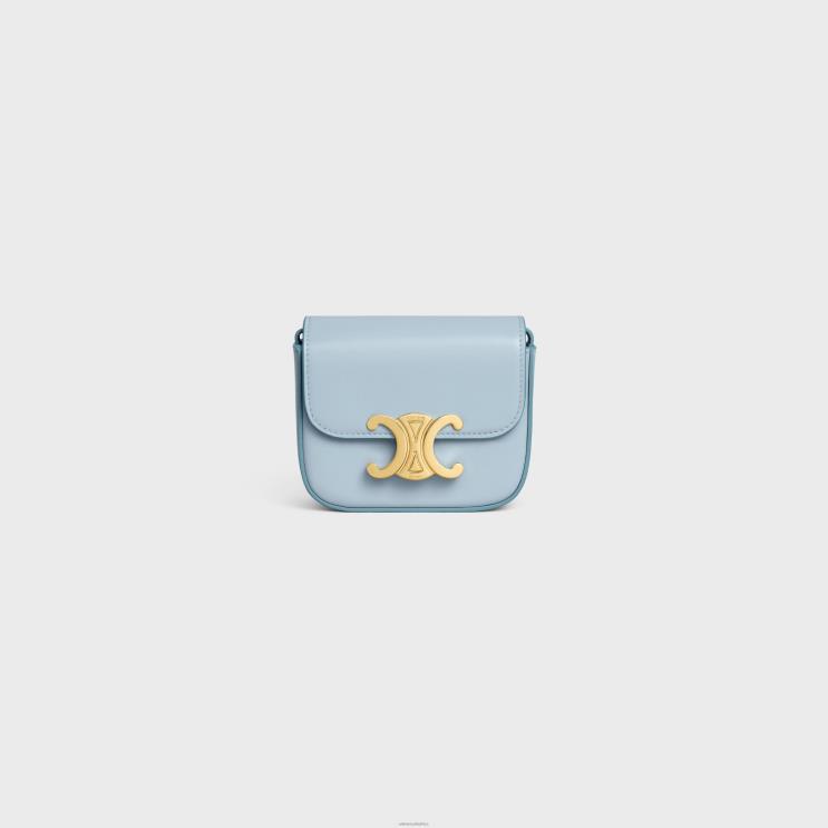 CELINE Pale Blue Mini Claude in Shiny Calfskin R0ZNN327