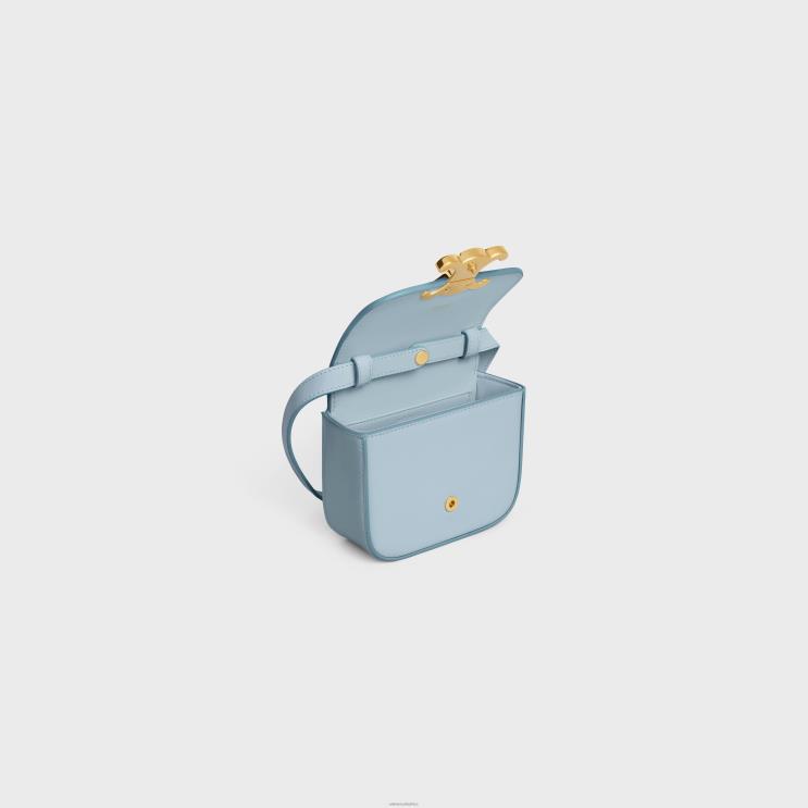 CELINE Pale Blue Mini Claude in Shiny Calfskin R0ZNN327