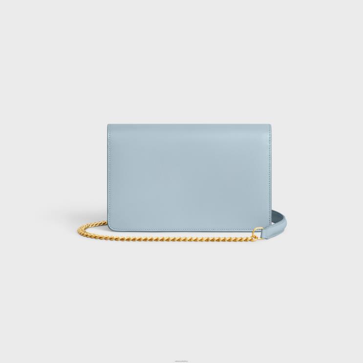 CELINE Pale Blue Wallet On Chain Margo in Shiny Calfskin R0ZNN316