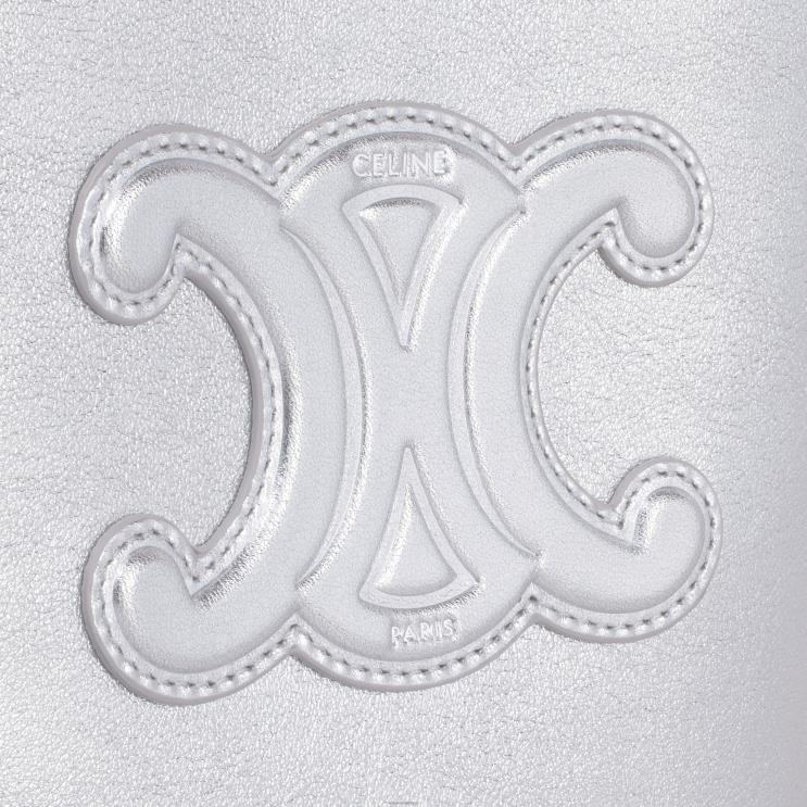 CELINE Silver Mini Bucket Cuir Triomphe in Laminated Calfskin R0ZNN381