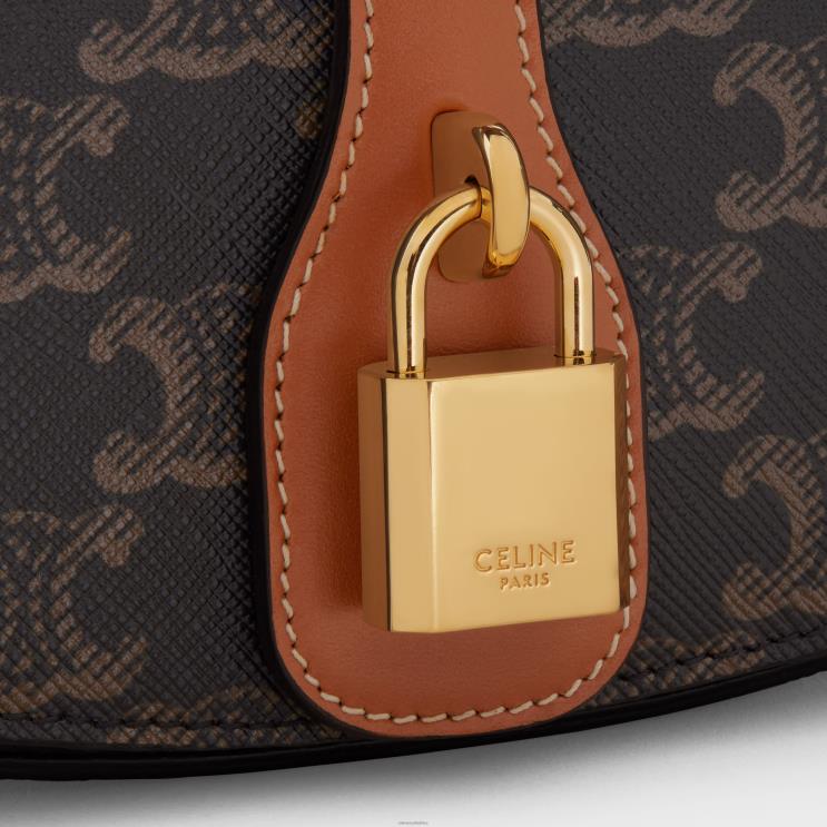 CELINE Tan Clutch On Strap Tabou in Triomphe Canvas & Calfskin R0ZNN389