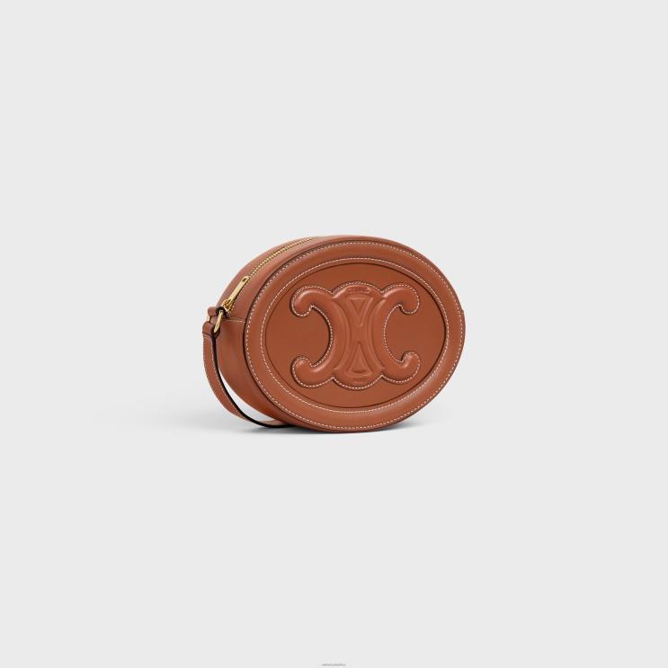 CELINE Tan Crossbody Oval Purse Cuir Triomphe in Smooth Calfskin R0ZNN383