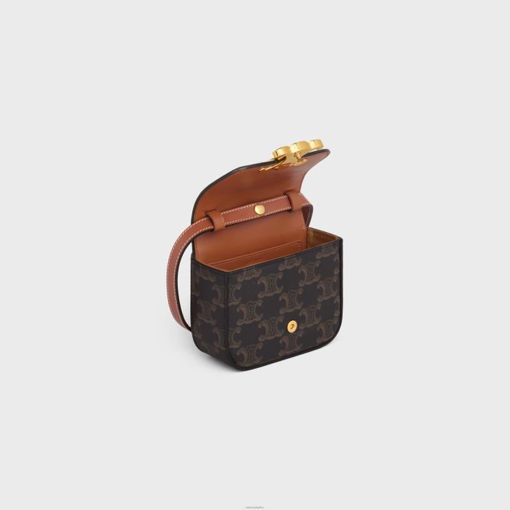 CELINE Tan Mini Claude in Triomphe Canvas & Calfskin R0ZNN370