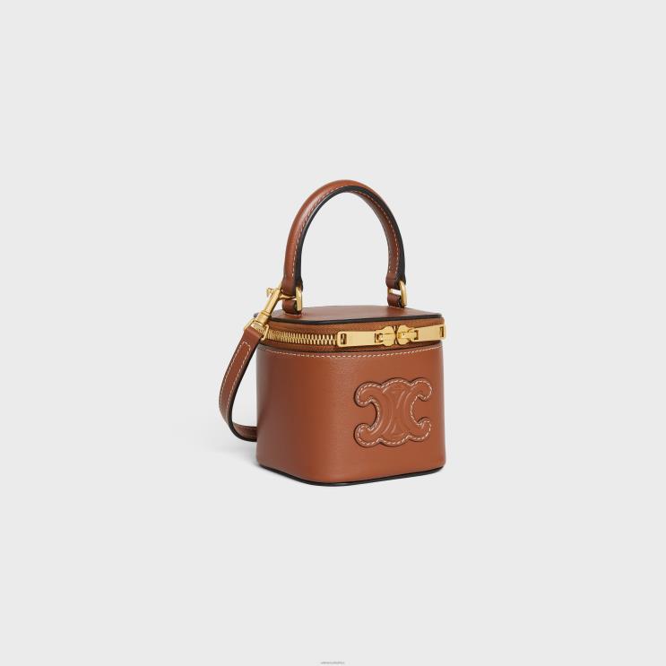 CELINE Tan Mini Vanity Case Cuir Triomphe in Smooth Calfskin R0ZNN342