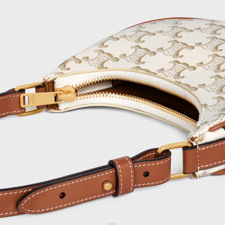 CELINE White/Tan Mini Ava in Triomphe Canvas & Calfskin R0ZNN385