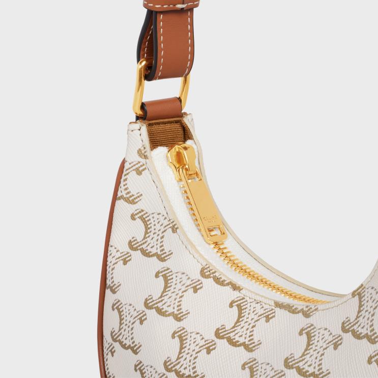 CELINE White/Tan Mini Ava in Triomphe Canvas & Calfskin R0ZNN385