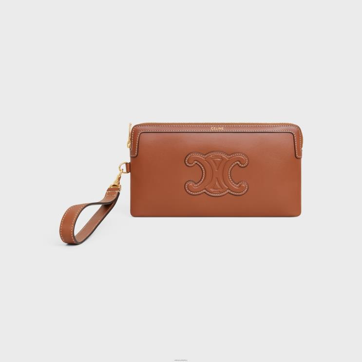 CELINE Tan Long Pouch With Strap in Smooth Calfskin R0ZNN435